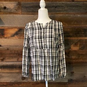 LOFT plaid peasant blouse tunic